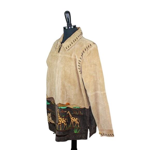 The Quacker Factory Suede Leather Safari Theme Jacket Barn Utility L - Picture 3 of 5